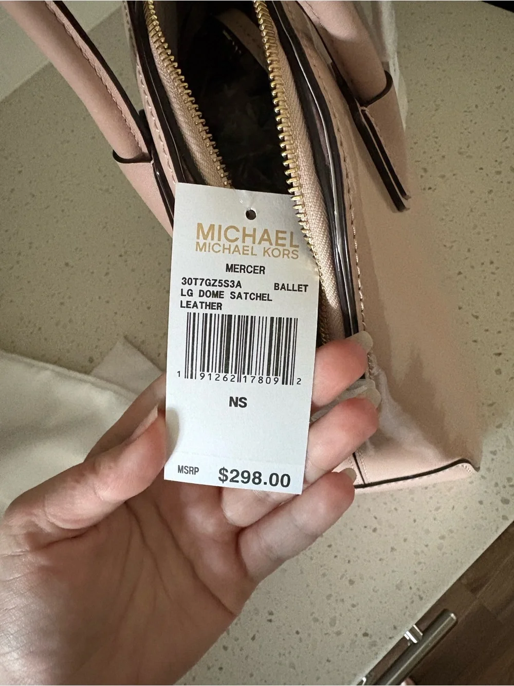 MICHAEL KORS Blush Patent Dome Satchel with Gold Logo